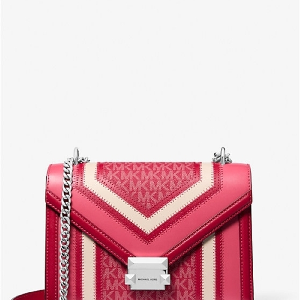 Michael Kors Whitney Medium Flap Chain Shoulder Bag — Dark Raspberry Multi — NWT